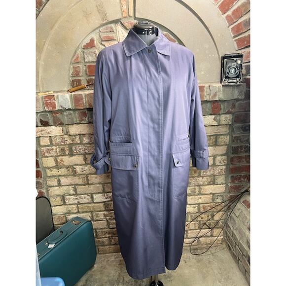 JG hook trench coat Vintage 1980s dusty blue - Picture 1 of 14